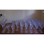 Suite of Villeroy & Boch crystal glasses to include 12 wine, 11 white wine, 7 port and 4 hock