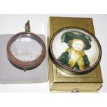 Limoges miniature flask together with magnifier, medal and paperweight