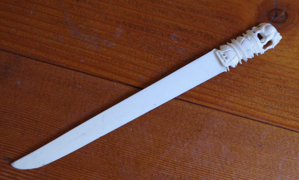 Antique Indian ivory letter opener 20.5cm long. NB Export only permitted with CITES documentation