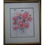 Helen M Delaney; Poppies watercolour 40cm by 32cm, initialed in image