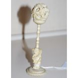 Small carved ivory puzzle ball NB Export only permitted with CITES documentation