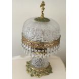 Crystal and gilt table lamp