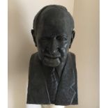 Des Adcock, bust of man signed, 47cm high