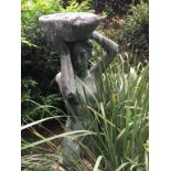 Arthur Fleischmann (1896-1990) bronze figure of a lady, a/f, 114cm high approx, plus stand