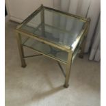 Pair of brass and glass coffee tables