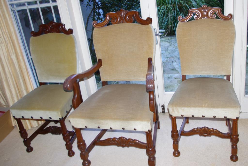 Antique style walnut dining chairs by Edward Hill, pair of carvers and ten dining chairs (3 shown) - Image 2 of 2