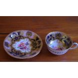 Antique signed Royal Worcester cup & saucer hand painted with flowers, dated 1930's