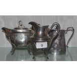 Three antique silver plated cream jugs