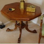 Good antique hexagonal walnut side table