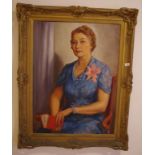 Large oil canvas, Mrs Joris 87 by 65, in gilt frame