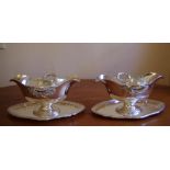 Pair of German 800 silver gravy boats approx 1200gms