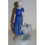 Royal Copenhagen figure of girl and lambs (one ear a.f)