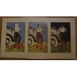 Philip Gordon, Three views Tamworth 1944 mixed media, triptych, signed lower left, 55cm x 101cm (