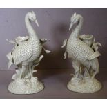 Two Fitz and Floyd Heron peacock candlesticks H26.5cm approx
