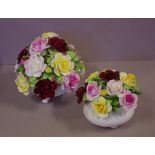 Two large Royal Doulton floral china ornaments H18cm approx