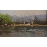 Fay Joseph (1939-), Along the Georges River oil on board, signed lower right, 14cm x 24cm approx.
