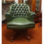 Leather upholstered swivel desk chair