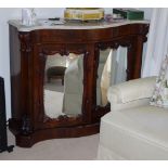 Victorian walnut marble top credenza