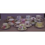 Six assorted trios & 6 coffee cups & saucers including Royal Albert, Royal Doulton & Aynsley