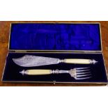 Antique cased silver plated fish servers