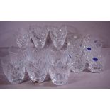 Quantity of cut crystal glass ware including water & whisky tumblers, 3 sets of 6
