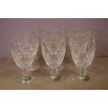 Six Waterford crystal white wine glasses Colleen pattern