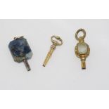 Three various fob keys including two stone set