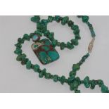Turquoise necklace with jasper & moonstone pendant