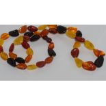 Mixed amber necklace amber clasp, size: approx 70cm length