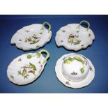 Herend Rothschild muffin dish & three dishes