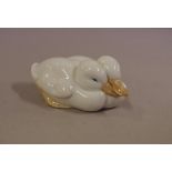 Royal Copenhagen snuggling ducks figurine No. 516, 9 cm long approx.