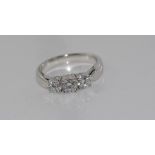 18ct white gold 3 stone diamond ring total diamonds = 1.00cts G-H/ Si 1, weight: approx 5.27