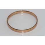 Antique 9ct gold, silver lined bangle size: approx 7cm diameter