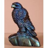 Carved Labradorite kestrel bird figure H11.5cm approx