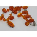 Amber and silver necklace with magnetic clasp
