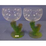 Pair of Daum Nancy glass cactus glasses 15cm high