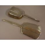 Art Deco sterling silver hand mirror & brush hallmarked Birmingham 1939, stamped Fairfax &