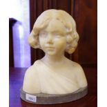 Alabaster bust of a girl cm high approx.