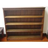 Vintage oak open bookcase with adjustable shelves, 135cm wide, 122cm high