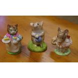 Three Beatrix Potter figurines, Beswick & Royal Albert, "Mrs Ribby", "Timmie Willie Fetching Milk" &
