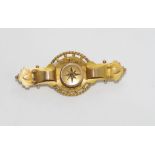 Antique hallmarked 9ct gold & diamond bar brooch hallmarked Birmingham 1903, weight: approx 3.3