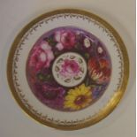 Davenport hybrid hard paste cabinet plate heavily painted with flowers, circa 1810, pattern 132,