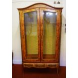 French style illuminated display cabinet with 2 glazed doors and 1 drawer, 105cm wide, 45cm deep,