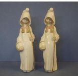 Two Lladro shepherdess girls with baskets 22cm high