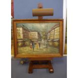 S Barnett, untitled street scene oil on board, signed lower right, 29 x 40cm approx, together with a