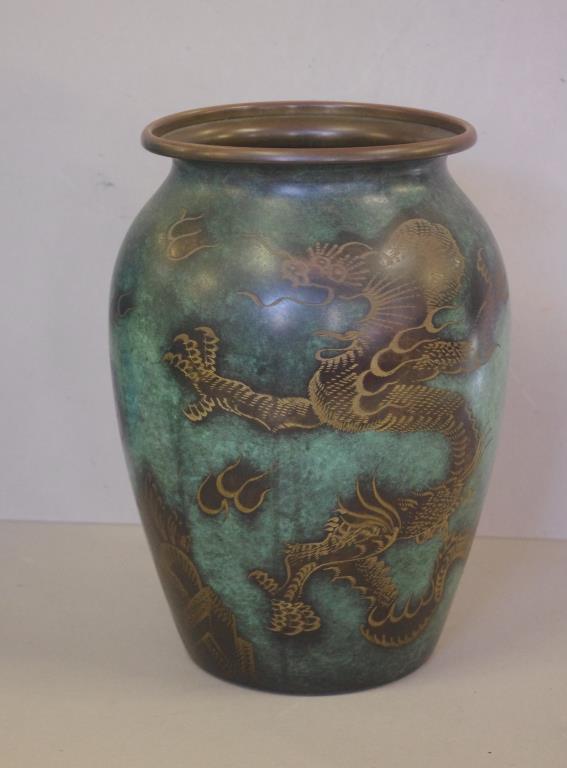 WMF bronze oriental design dragon vase 30cm high - Image 2 of 3