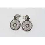 18ct white gold, black and white diamond earrings white diamonds = 1.2ct , black diamonds = 0.44cts,