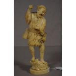 Good Japanese ivory figure of a fisherman signed to base, fishing rod missing, 20cm high. NB These