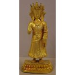 Tibetan gilt bronze figure of a white tara (known as mother of liberation), H22cm approx