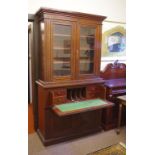 Edwardian elevated secretaire bookcase 118cm wide, 216cm high